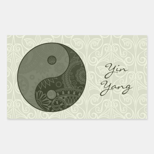 Patterned Yin Yang Sage Green Rechthoekige Sticker (Voorkant)