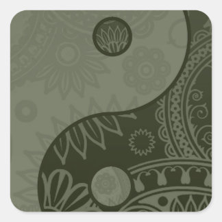 Patterned Yin Yang Sage Green Vierkante Sticker