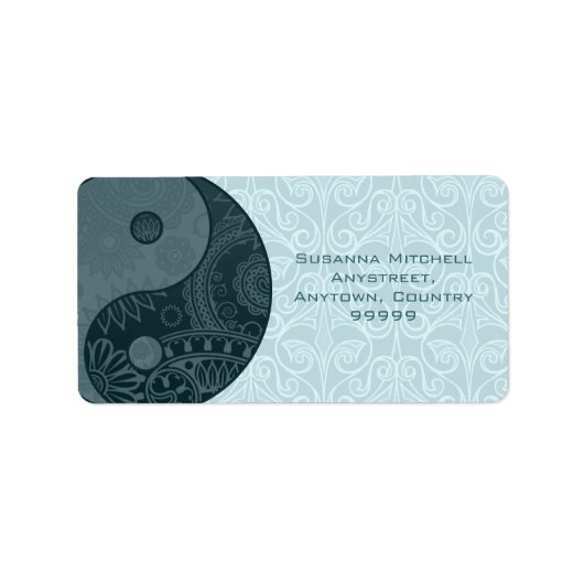 Patterned Yin Yang Slate Blue Etiket (Voorkant)