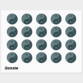 Patterned Yin Yang Slate Blue Ronde Sticker (Vel)