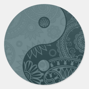 Patterned Yin Yang Slate Blue Ronde Sticker