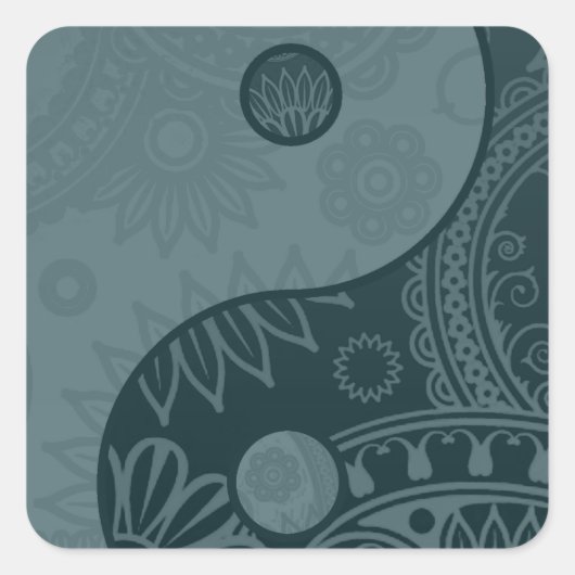 Patterned Yin Yang Slate Blue Vierkante Sticker (Voorkant)