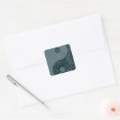 Patterned Yin Yang Slate Blue Vierkante Sticker (Envelop)