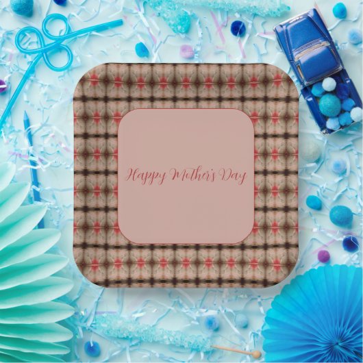 Patterontwerp met roze koraal bruin papieren bordje (Feest)