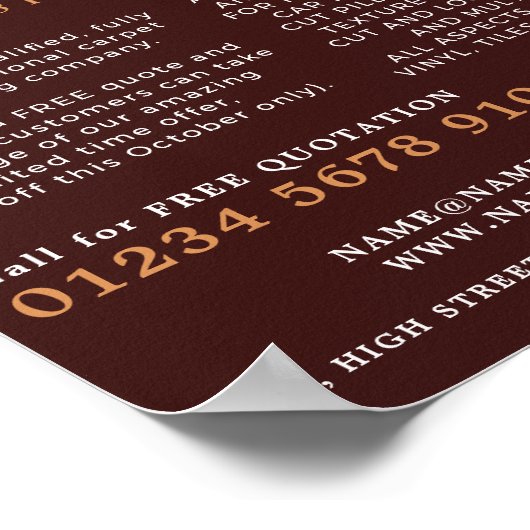 Patterrogoten, tapijtlaag, Fitter Adverteren Poster (Hoek)