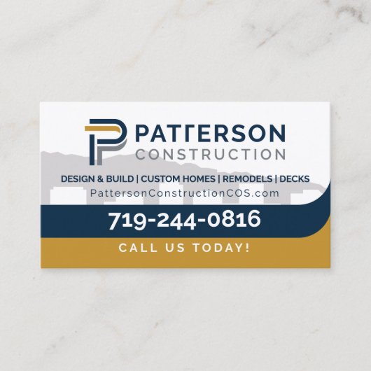 Patterson Construction COS visitekaartjes josh (Voorkant)