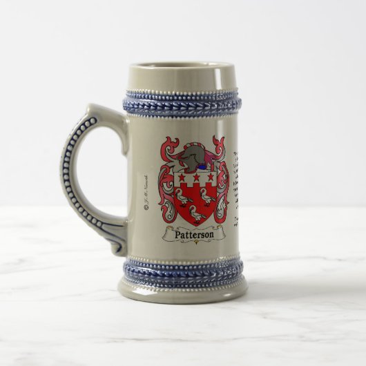 Patterson Family Crest Ceramic Stein Bierpul (Links)