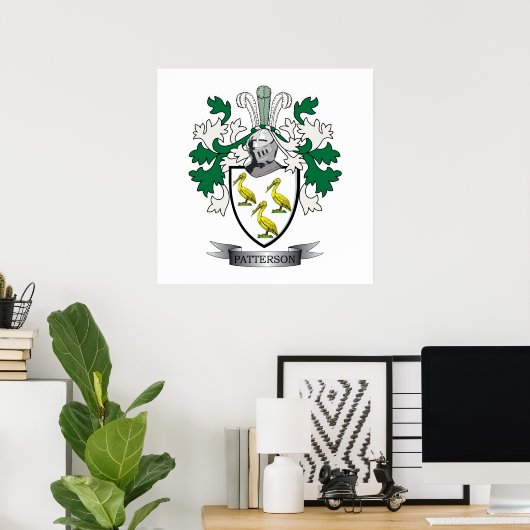 Patterson Family Crest Coat of Arms Poster (Thuiskantoor)