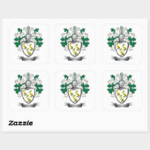 Patterson Family Crest Coat of Arms Vierkante Sticker (Vel)