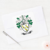 Patterson Family Crest Coat of Arms Vierkante Sticker (Envelop)