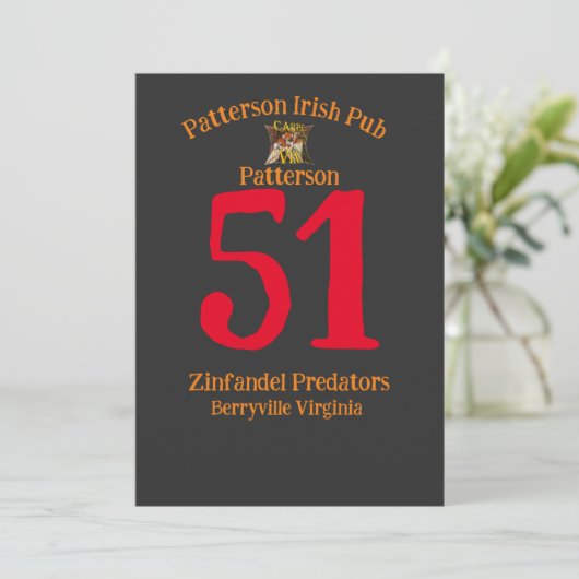 Patterson Irish Pub Zinfandel Predators Berryville Kaart (Staand voorkant)