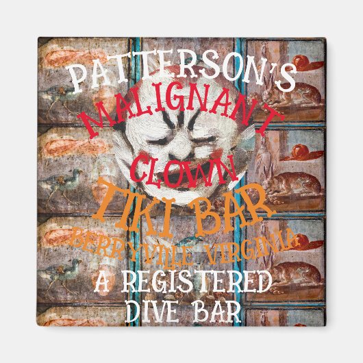 PATTERSON'S MALIGNE CLOWN TIKI BAR BERRYVILLE VA MAGNEET (Voorkant)