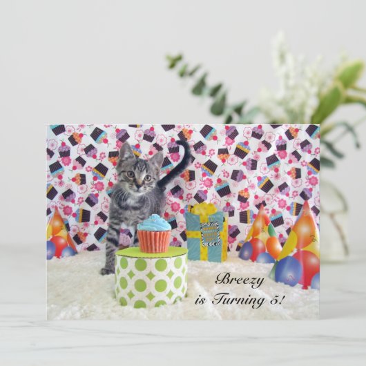 Patton (kat/kitten) Birthday Uitnodiging (Staand voorkant)