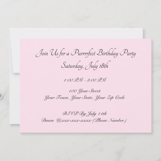 Patton (kat/kitten) Birthday Uitnodiging (Achterkant)