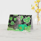 Patton the St. Patrick's Day Cat Wenskaart Kaart (Gele Bloem)