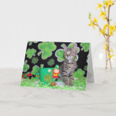 Patton the St. Patrick's Day Cat Wenskaart Kaart (Gele Bloem)