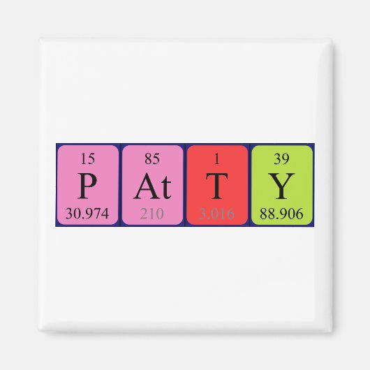 Patty periodieke table name magnet (Voorkant)