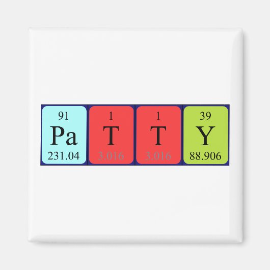Patty periodieke table name magnet (Voorkant)