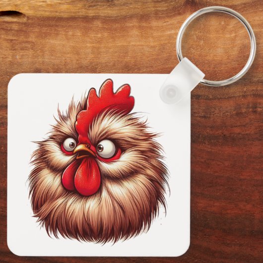 "Patty Silkie Chicken Face" Aluminum Keychain (Achterkant)