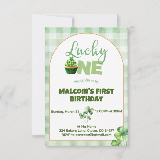 Patty's Lucky One Cupcake eerste verjaardag Kaart (Voorkant)
