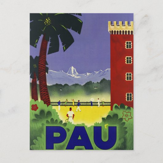 Pau France Vintage Poster 1935 Briefkaart (Voorkant)