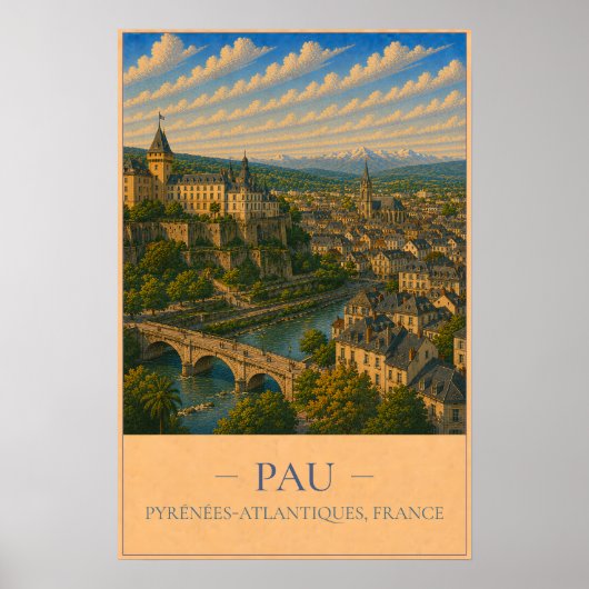 Pau, Frankrijk – Oude Reisposter Poster (Voorkant)
