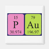 Pau periodiek table name magnet (Voorkant)