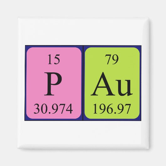 Pau periodiek table name magnet (Voorkant)