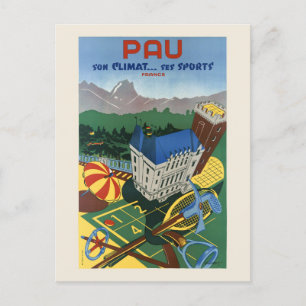 Pau son klimat... Sportsport Vintage Poster 1935 Briefkaart