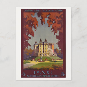 Pau Winter and Summer Resort Vintage Poster 1910 Briefkaart