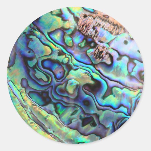 Paua abalone shell detail ronde sticker (Voorkant)