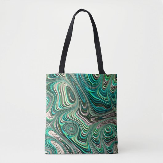 Paua Abalone Shell Fractal Abstract in Teals Tote Bag (Voorkant)
