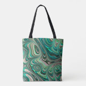 Paua Abalone Shell Fractal Abstract in Teals Tote Bag (Achterkant)