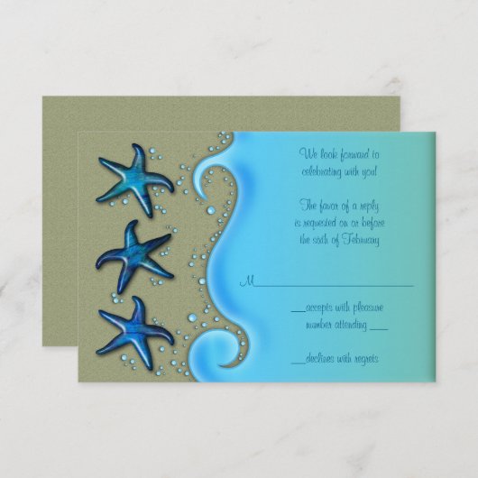 Paua Schelp Zeester Trouw Antwoordkaart RSVP Kaart (Voorkant / Achterkant)