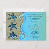Paua Shell Starfish Beach Afstuderen Invitation Kaart (Voorkant)