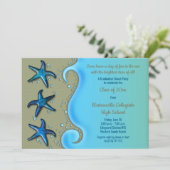 Paua Shell Starfish Beach Afstuderen Invitation Kaart (Staand voorkant)