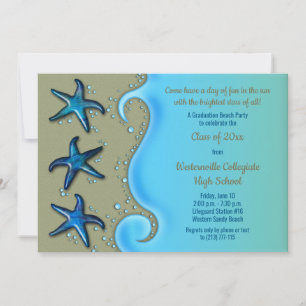 Paua Shell Starfish Beach Afstuderen Invitation Kaart