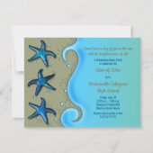 Paua Shell Starfish Beach Afstuderen Invitation Kaart (Voorkant)