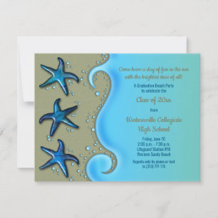 Paua Shell Starfish Beach Afstuderen Invitation Kaart