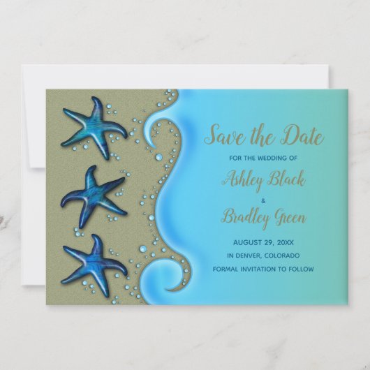 Paua Shell Starfish Destination Wedding Save Date Save The Date (Voorkant)