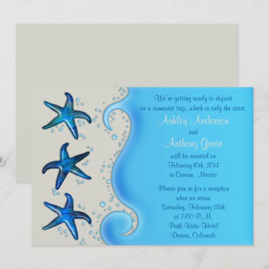 Paua Shell Starfish Post Wedding Reception 2 Kaart (Voorkant / Achterkant)