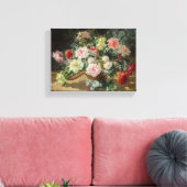 Paul Biva een mandje Rozen Canvas Afdruk (Insitu (Woonkamer))
