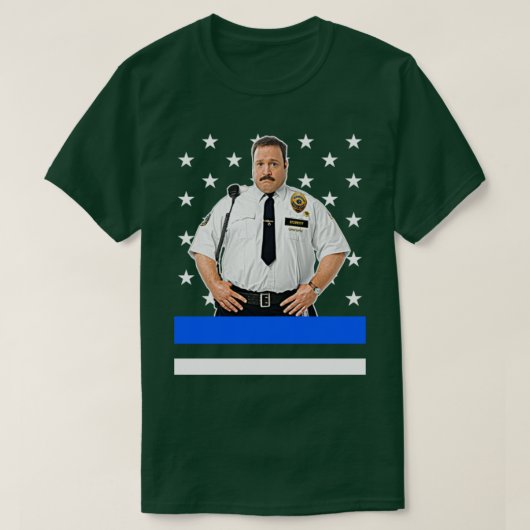 Paul Blart Mall Cop dikke blauwe lijn T-shirt (Design voorkant)