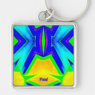 PAUL ~ Blauw groen en geel ~ Sleutelhanger