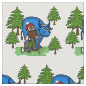 Paul Bunyan en Babe met Pine Trees Fabric Stof (Close Up)