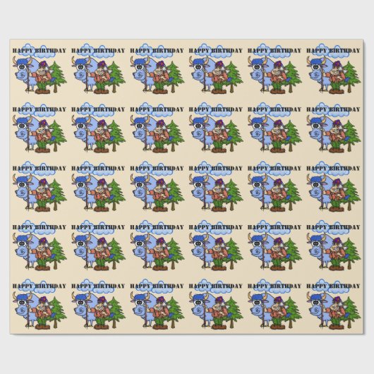 Paul Bunyan en Babe The Blue Ox Gift Wrap Cadeaupapier (Vlak)