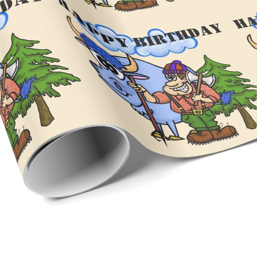 Paul Bunyan en Babe The Blue Ox Gift Wrap Cadeaupapier (Rol Hoek)