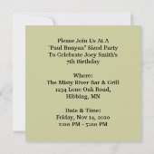 PAUL BUNYAN Giant Logging Bossen Party nodiging ui Kaart (Achterkant)