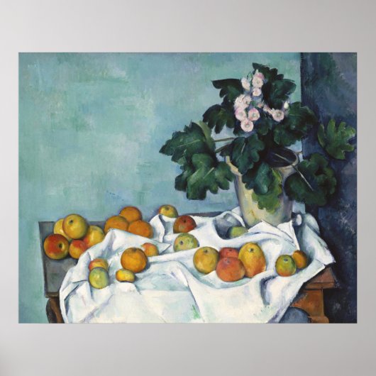Paul Cézanne Appels en een Pot van Primroses Poster (Voorkant)