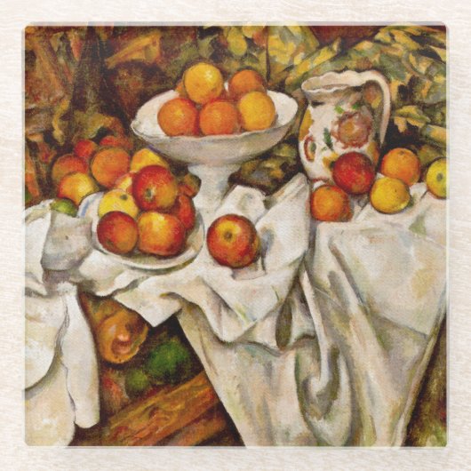 Paul Cezanne Appelt Sinaasappels Impressionisme Glazen Onderzetter (Voorkant)
